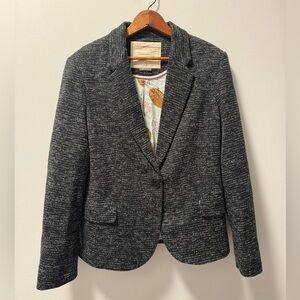 Cartonnier Anthropologie Black Marled Women’s Tweed Blazer Jacket Size L
